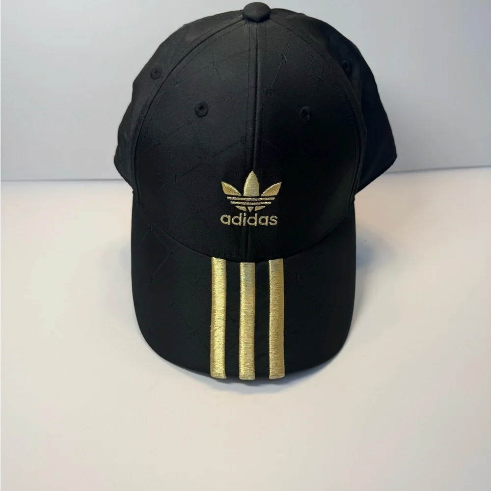 Adidas Originals Black Gold Trefoil 3-Stripes Cap H09043 Quilted bold sporty - Picture 3 of 8